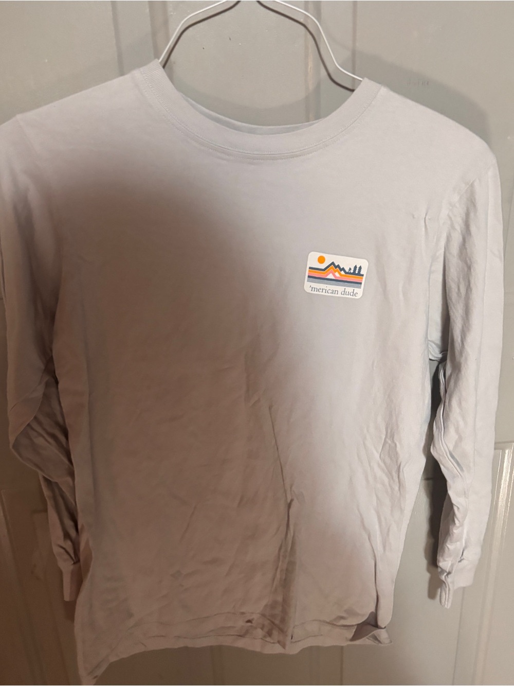 Simply Southern Boys Long-Sleeve Crewneck in Light Gray with Small Chest Patch